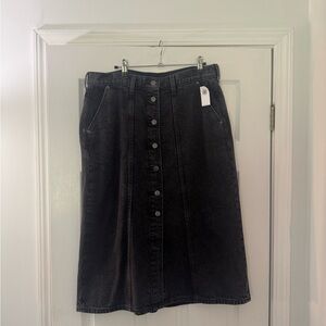 Denim Button-Front Skirt